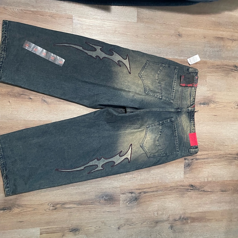 Zumiez Black and Gray Bootcut Jeans
